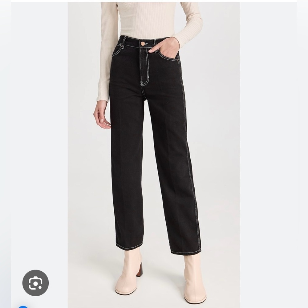 REFORMATION | COWBOY HIGH RISE STRAIGHT JEANS IN BLACK WASH SIZE 26